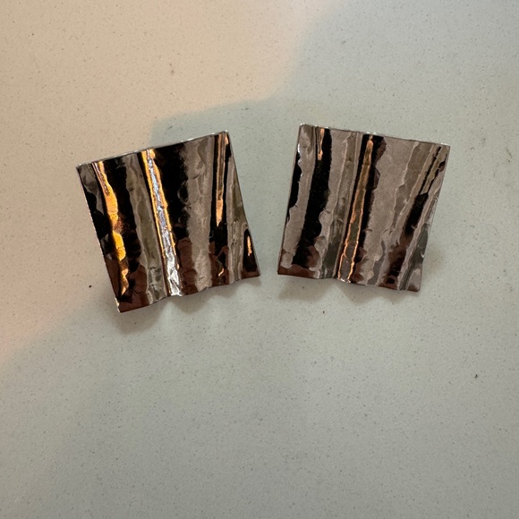 Silver square vintage earrings - Picture 2 of 2